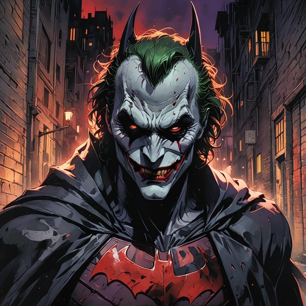 Demonic Joker vs Batman in Anime Style