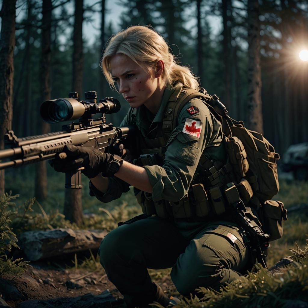 Cinematic Sniper Awaiting Instructions in the Night