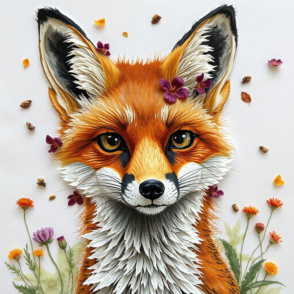 Fox and flowers 2