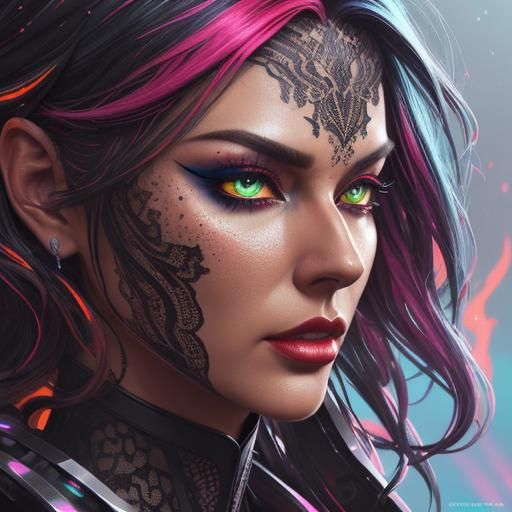 Futuristic black Lace on sweat psychedelic imaginary cinemat...