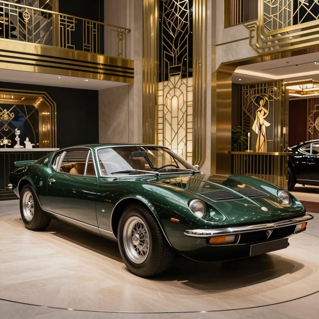 1970 Opel GT Sports Car in Art Deco Showroom