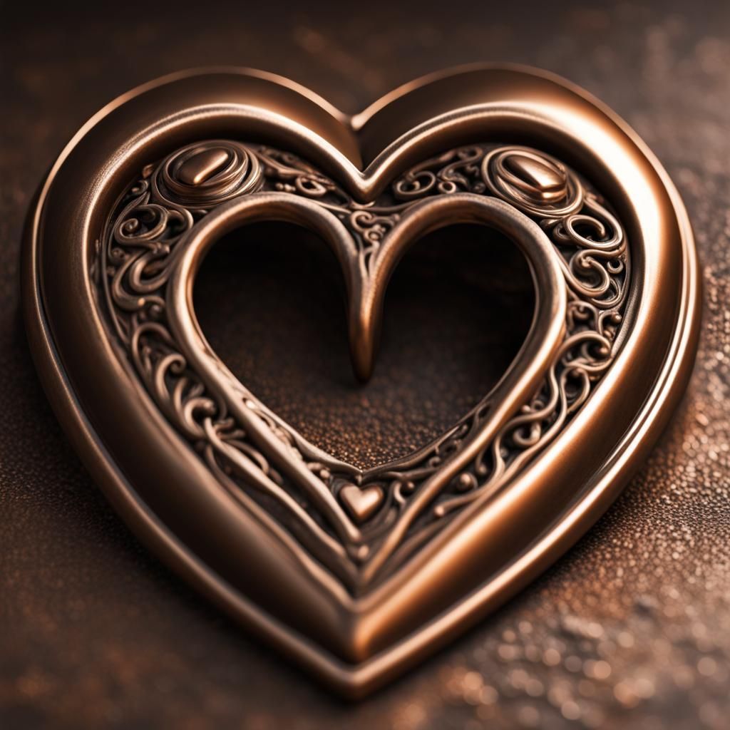 Hyperrealistic Bronze Heart in High Definition