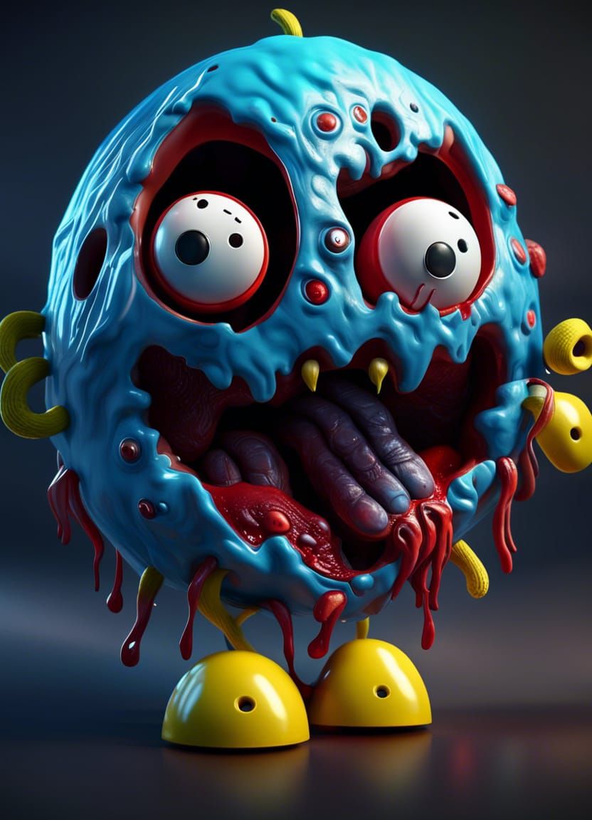 Evil Zombified Pac-Man 3D Render