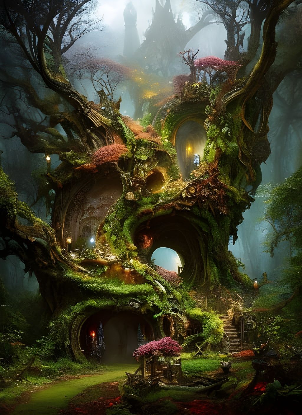 Enchanted Fairy Home Inside Gnarled Oak Tree