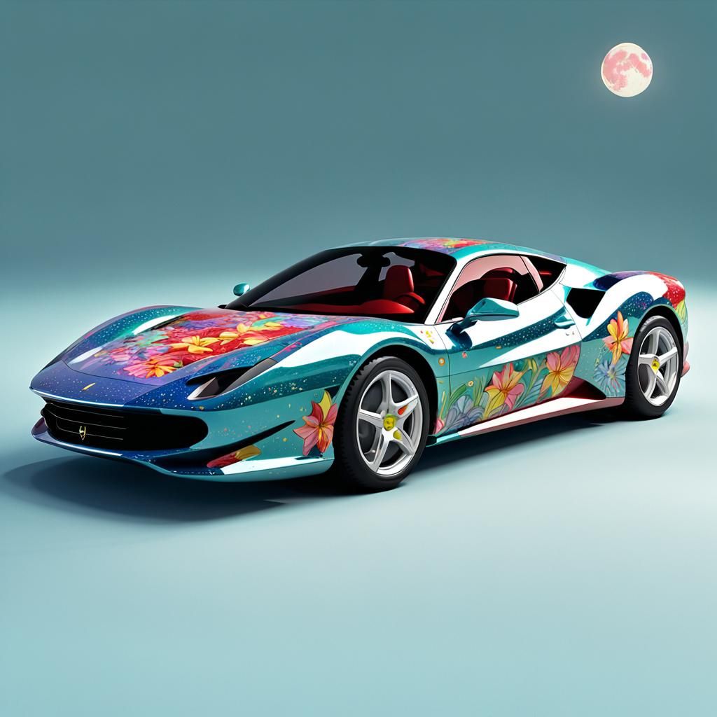 Ferrari Purosangue: Multicolored Retro-Futuristic 3D Render