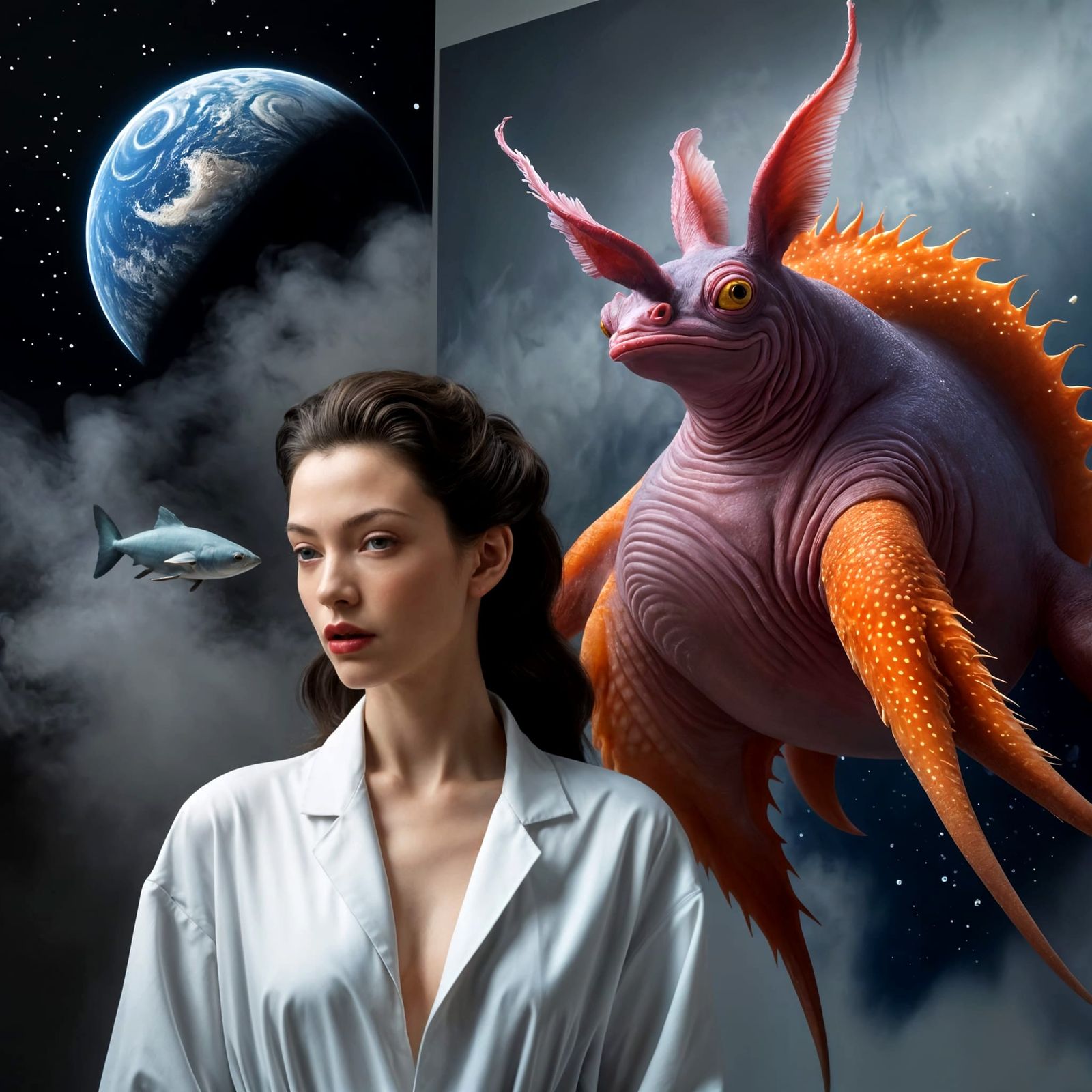 Surreal Bizarre Creatures in a Detailed Laboratory Scene