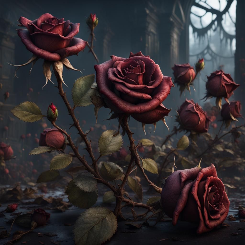 Dead Roses in Detailed Matte Painting