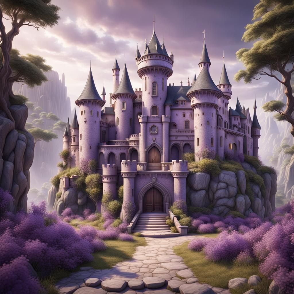 Mythical Light Purple Stone Castle with Fontina Designs