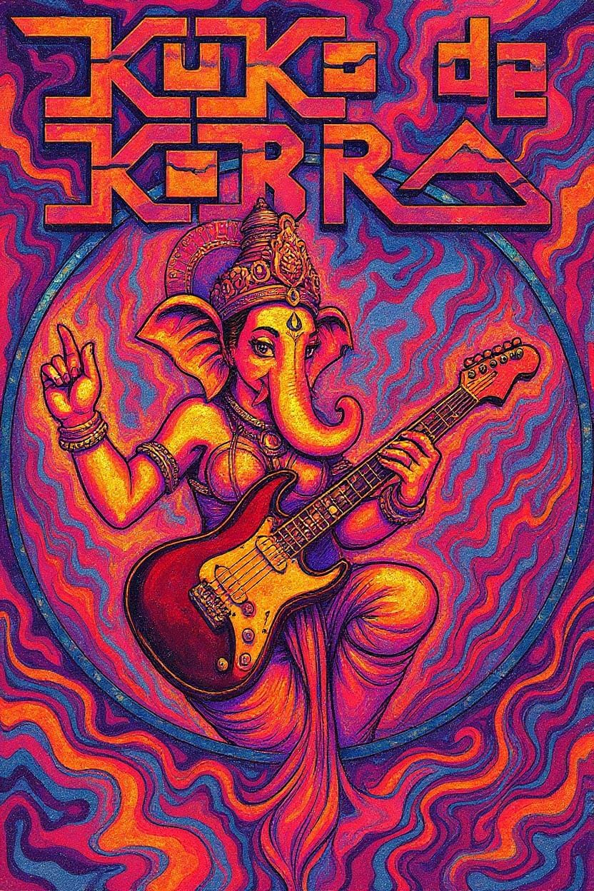 Psychedelic Swirling Flames in Bright Colors