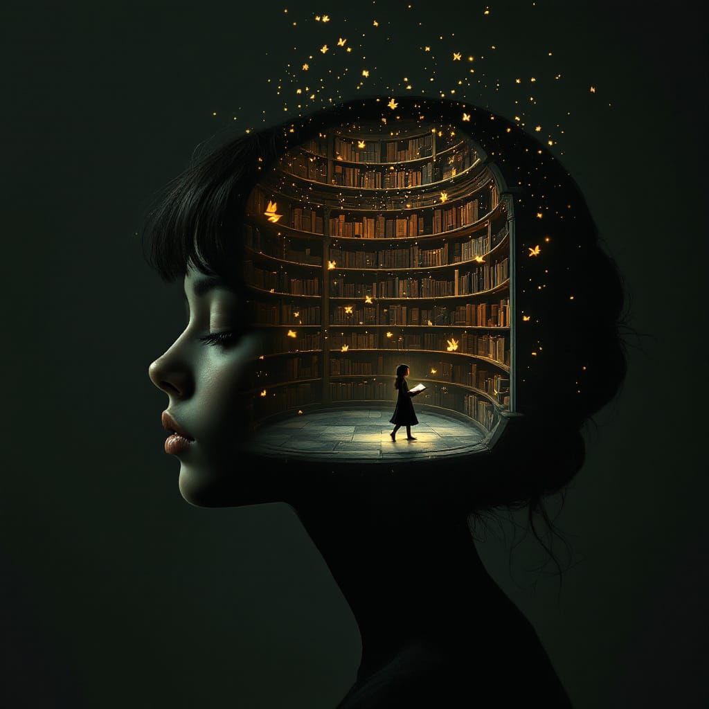 A quiet, contemplative portrait of a girl with her head tilt...