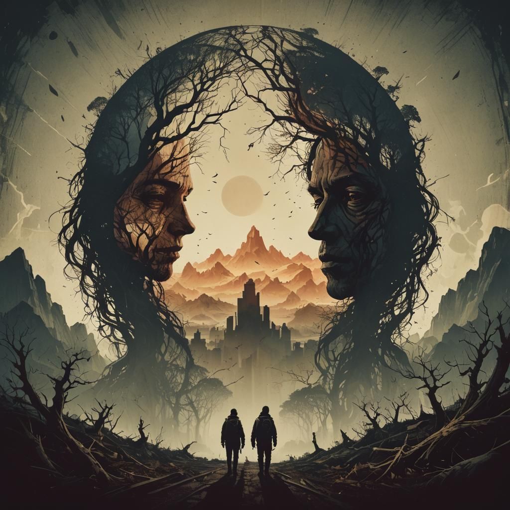 Double Exposure: Withered World in Apocalyptic Style