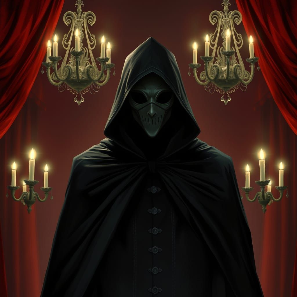 Mysterious Figure in Gothic Opera Setting