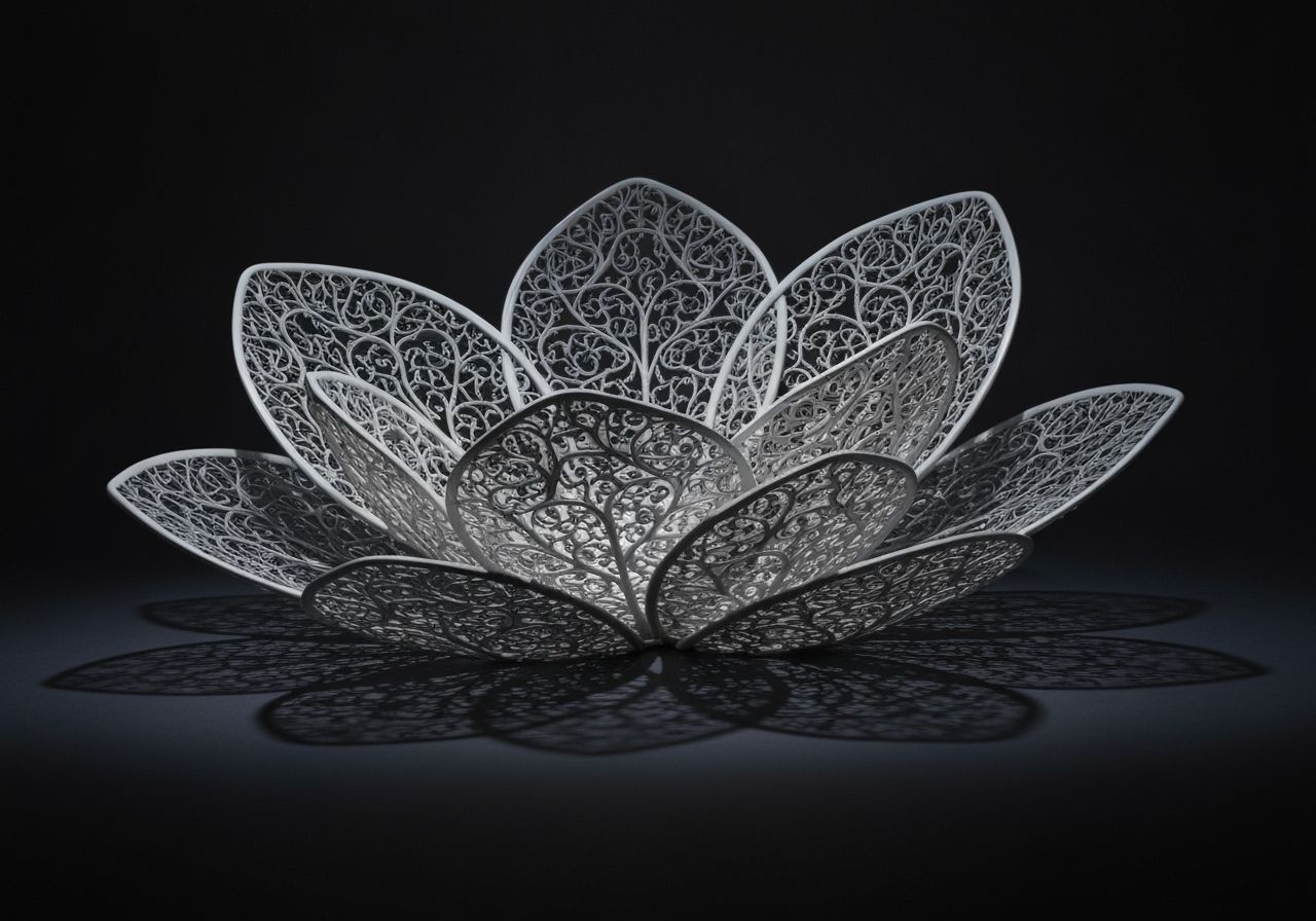 Surreal Petal Structure with Translucent Sphere