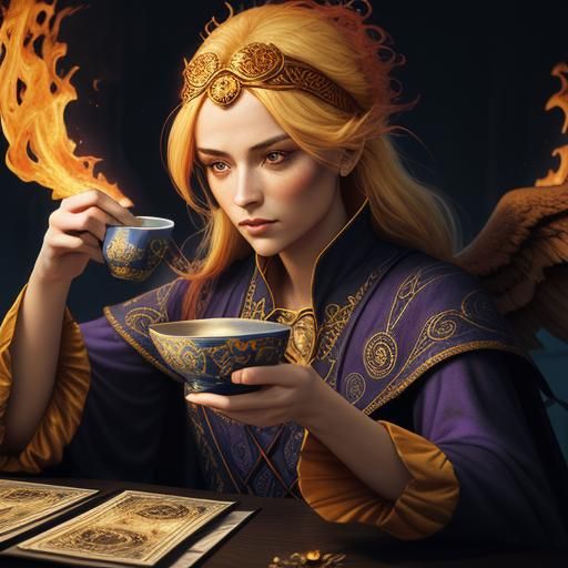 Blonde Tarot Reader with Phoenix Headband