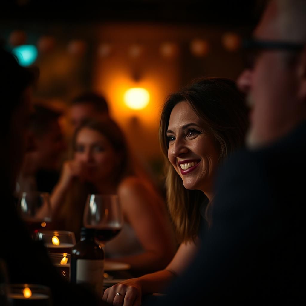 Intimate Dinner Party: Hyper-Realistic Portrait with Bokeh