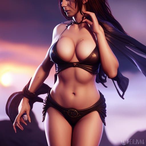 Detailed Matte Painting of a Curvaceous Girl