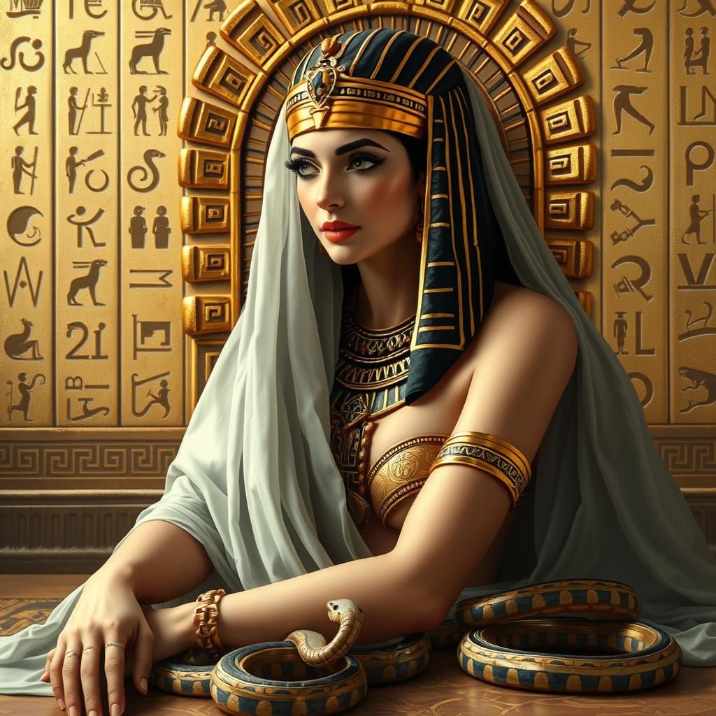 Majestic Egyptian Goddess on Golden Throne