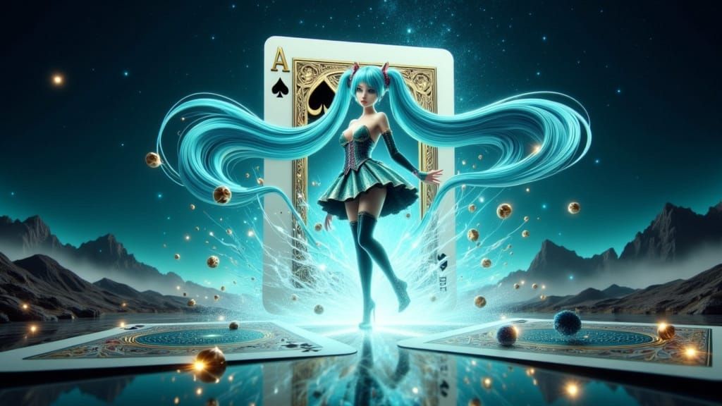 Hatsune Miku Steps Out of a Glowing Portal in an Ethereal Se...