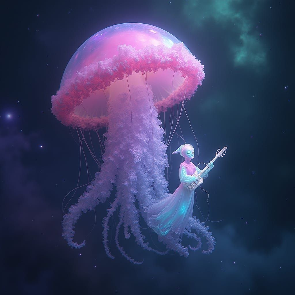 Jellyfish Nebula's Cosmic Orchestra: Dreamy Digital Art