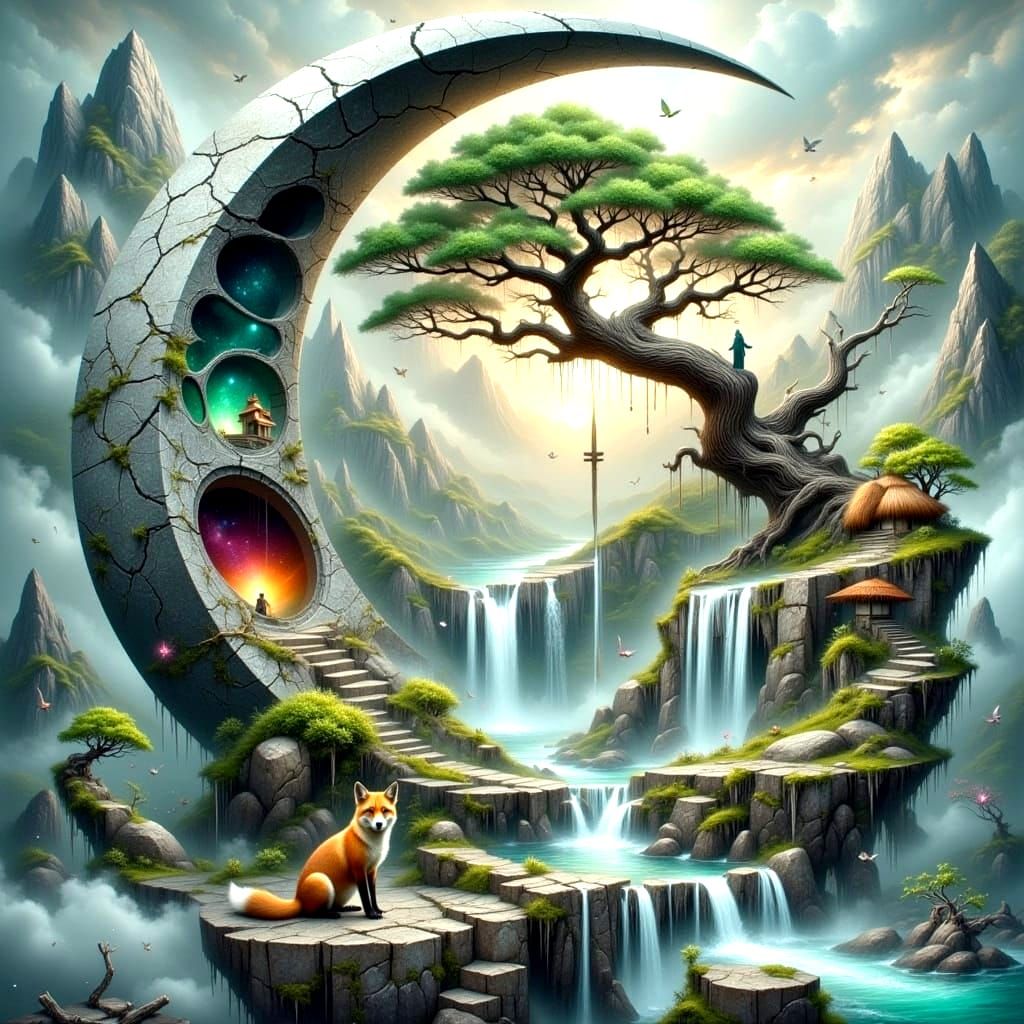 Surreal Moon Ecosystem in Digital Painting Style
