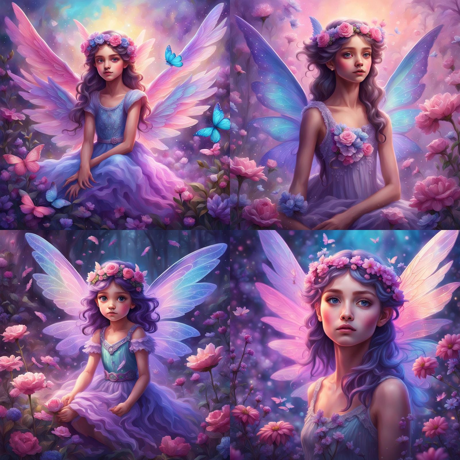 Pastel Fairy and Angelic Friend, Oil Painting