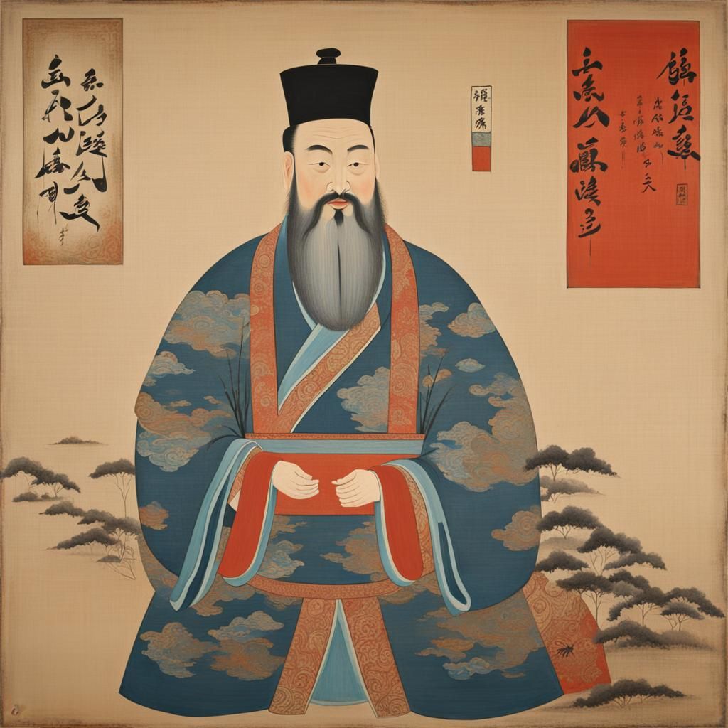Confucius in Antique Gongbi Painting Style