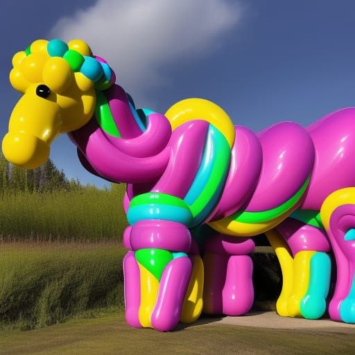 Psychedelic Cartoon Animal Sculpture in Retro Style