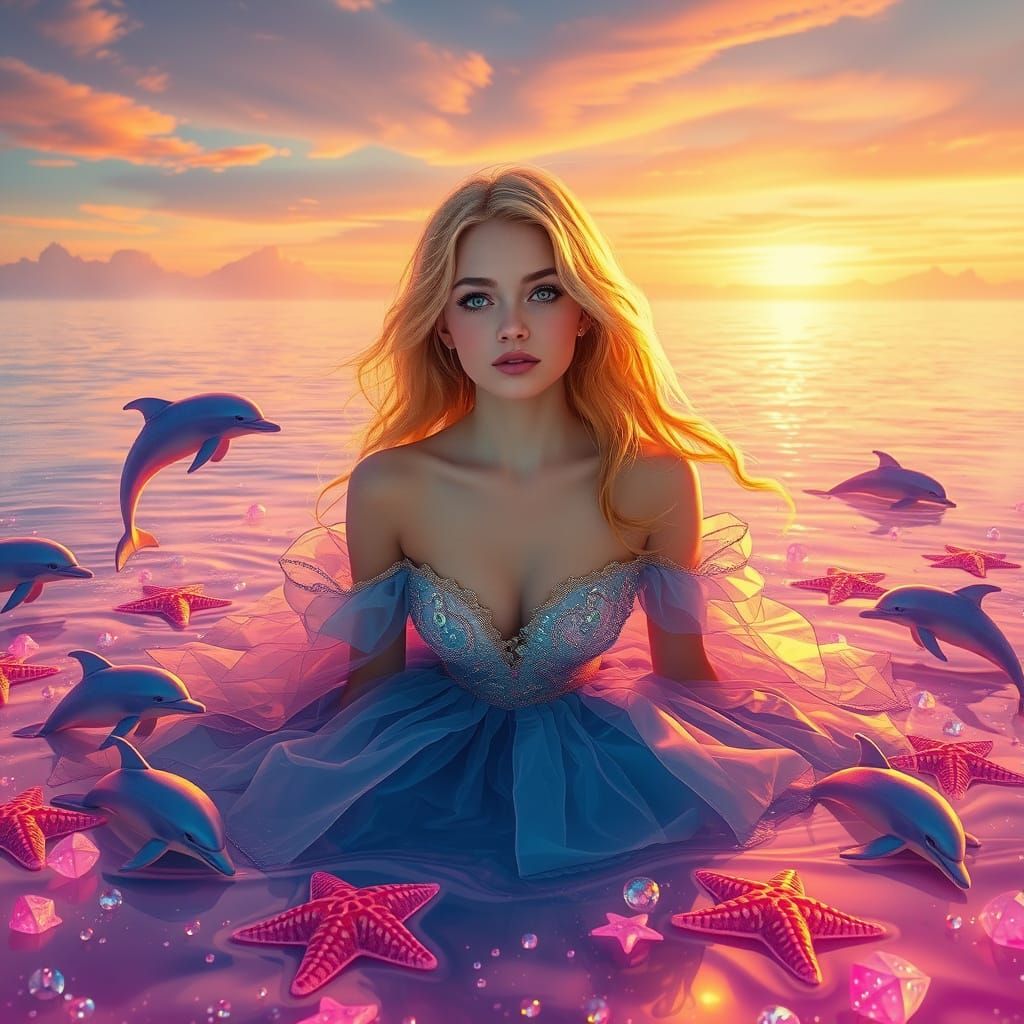 Rainbow Soda Sea Dreamscape in Digital Art Style