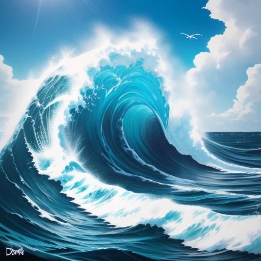 Dramatic Wave with Splash Art Elements