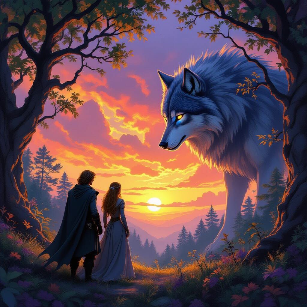 Fantasy Art: Beren and Luthien Gaze at Sunset with Spectral ...