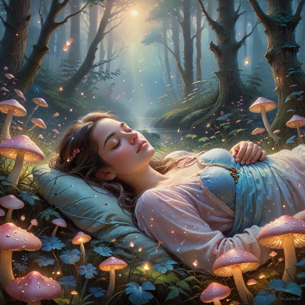 Whimsical Forest Slumber in Soft Pastels