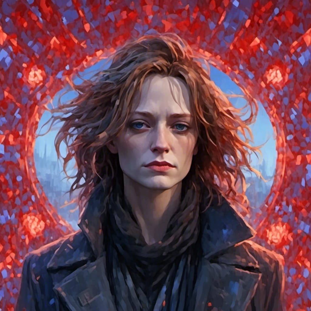 Crowley in Cemetery Glitch Art Style