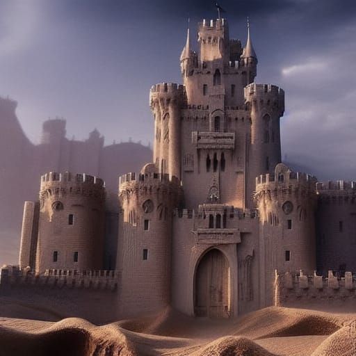 Intricate Sandcastle With Towers: Digital Matte Painting