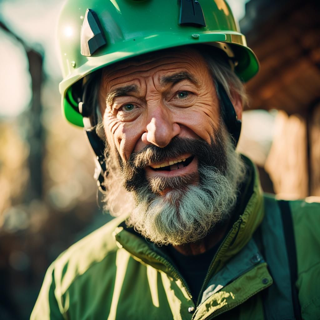 Geologist Balances Helmet in Cinematic Film Still