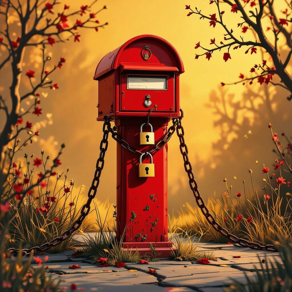 Symbolic Red Mailbox Evokes Trust in Detailed Matte Painting