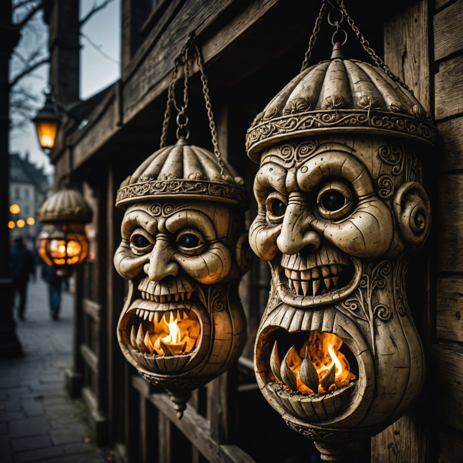 Grotesque Turnip Lanterns: Hyperrealistic Halloween Night