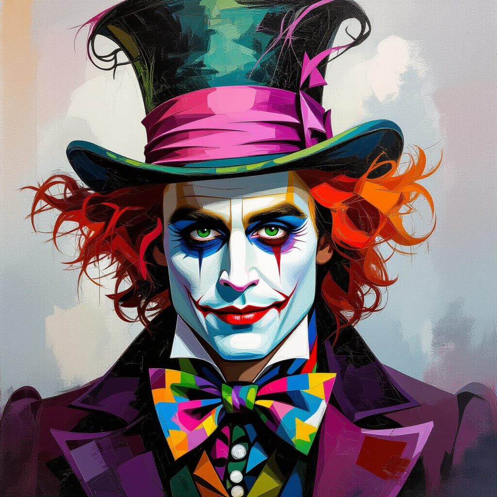 Surreal Mad Hatter Oil Painting in High Detail