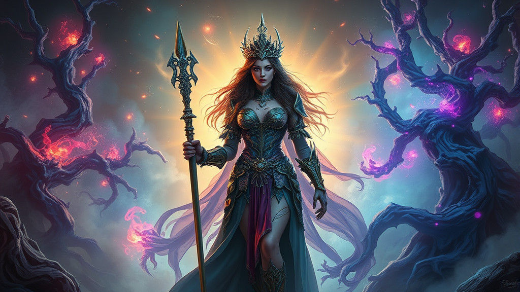 Mystical Warrior Queen in a Fantastical Realm