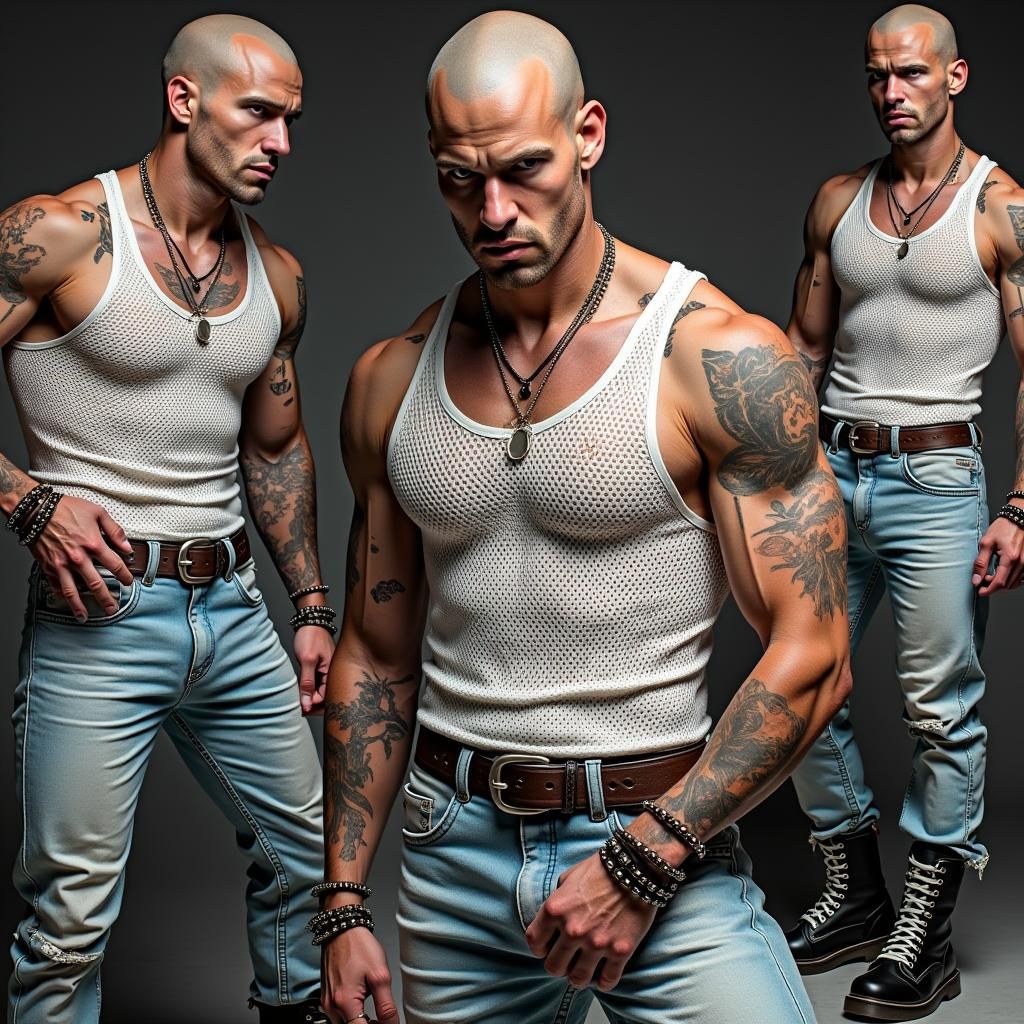 Athletic Man with Intense Expression in Urban Setting