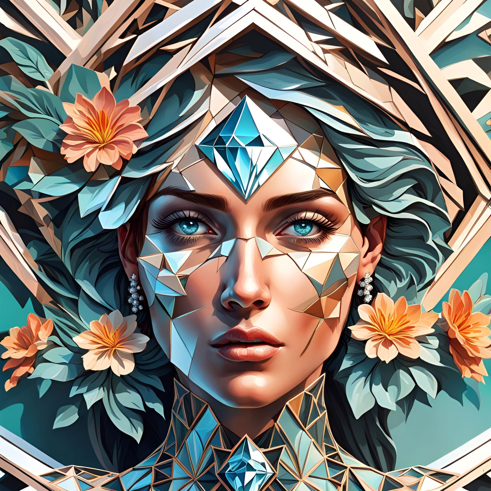 Mirror trompe L'oeil Lady.