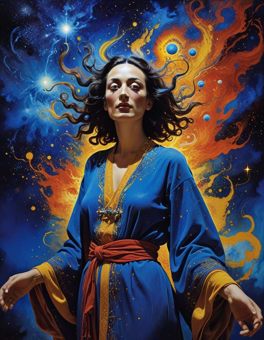 Dreamlike Portrait in Vibrant Gouache