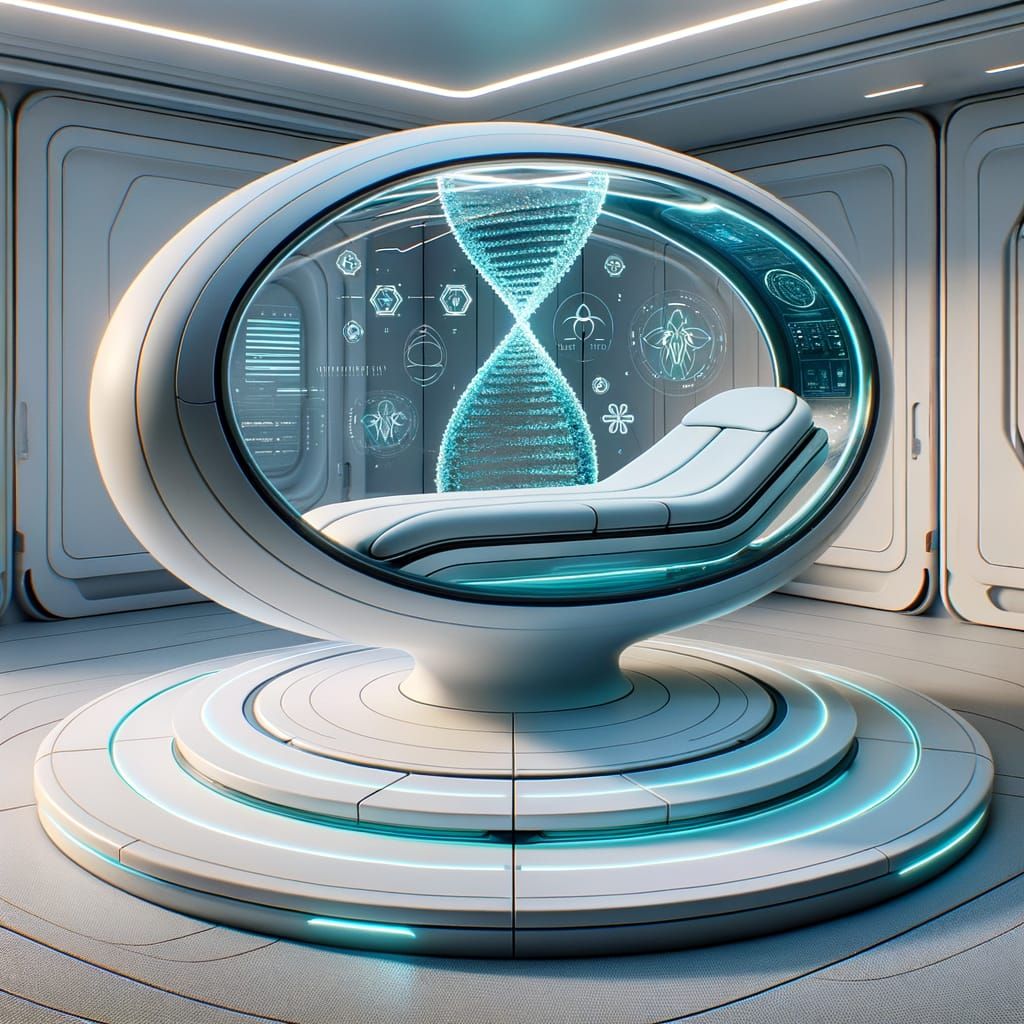 Futuristic Healing Pod Unfolds in Space
