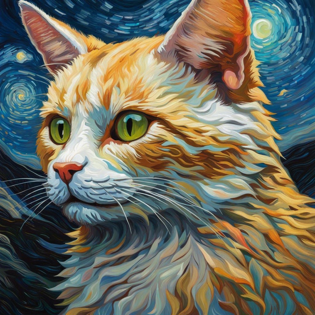 Kemono Cat in Van Gogh Style
