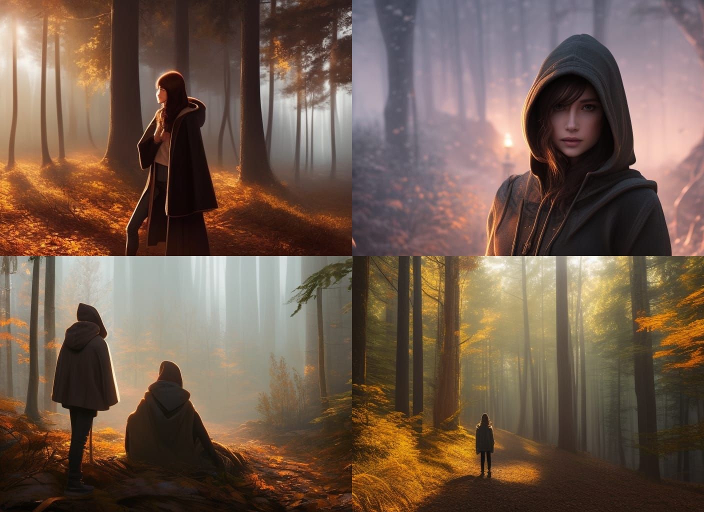 Girl in Autumn Forest: Hyperdetailed Concept Art