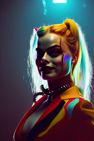 Steampunk Harley Quinn in Hyperrealistic Style