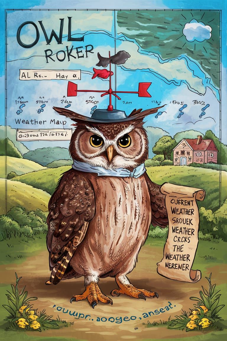 Owl as Al Roker Weather Illustration
