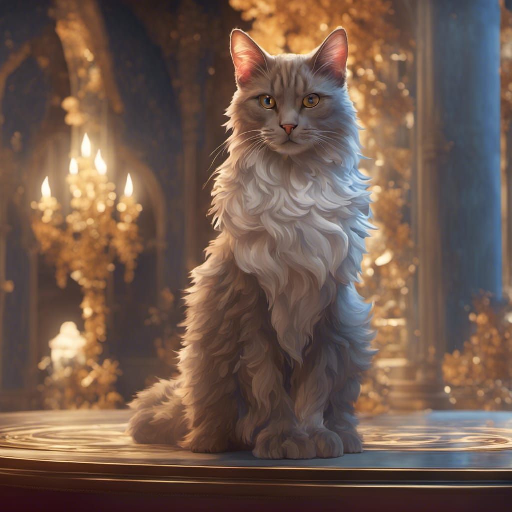 Regal Cat Companion in Art Nouveau Style