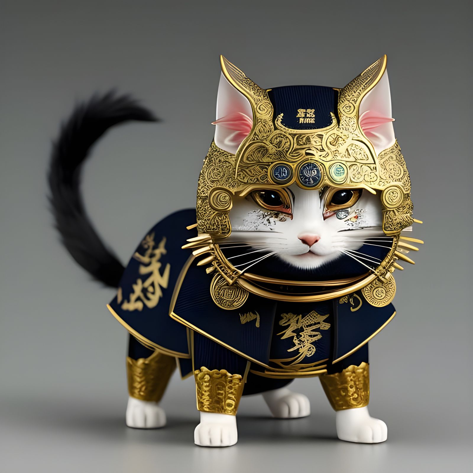Adorable Samurai Cat Chibi Character Design