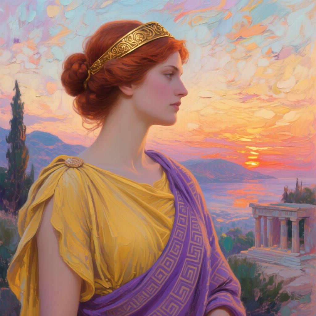 Hesperis: Greek Goddess in Neo-Impressionist Style
