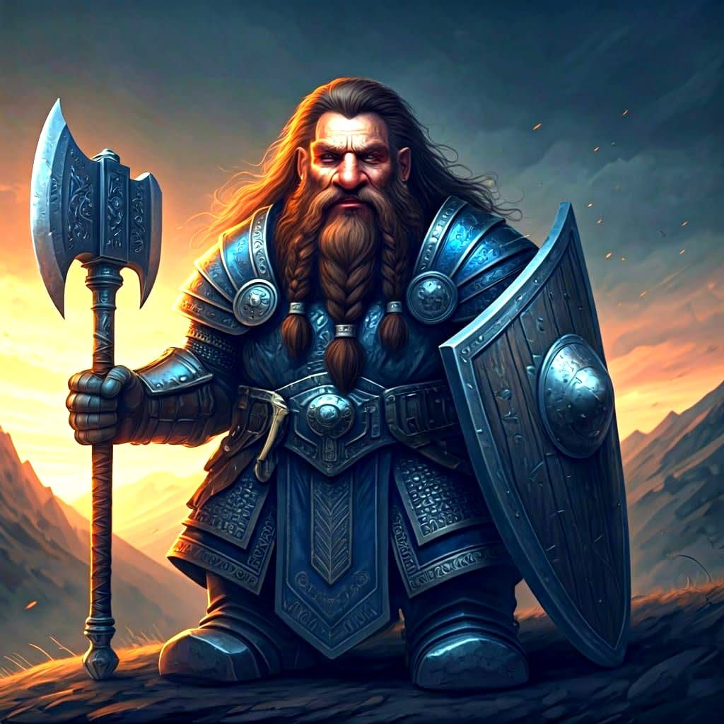 Dwarf Warrior Priest with Dragon Scale Shield